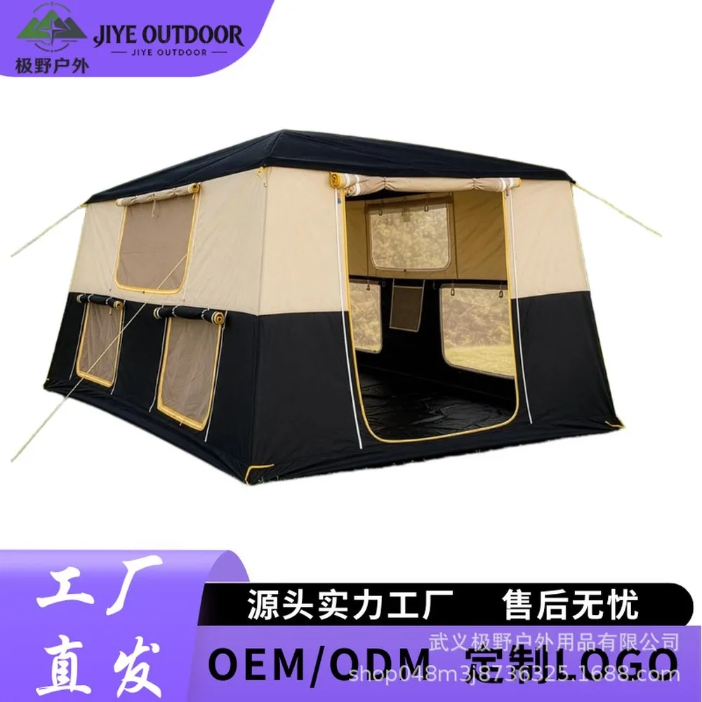 Outdoor Inflatable Cabin Tent, 1 Bedroom 1 Living Room, Waterproof, Sunproof, Multi-Window Ventilation, Easy Setup for