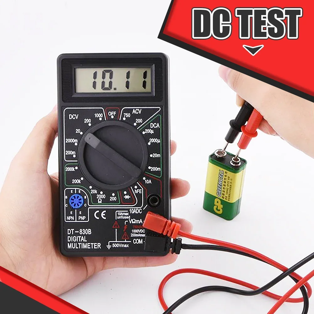 Mini Handheld Digital Multimeter, DT830B LCD Digital Multimeter AC DC Voltage Gauge with 750/1000V High Safety Voltmeter Ammeter