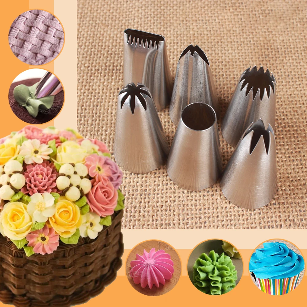 Toothed Decorating Tools Confectionery Bakery Cake Pastry Cookie Quality Stainles Nozzles Icing Cream Piping Baking Butter