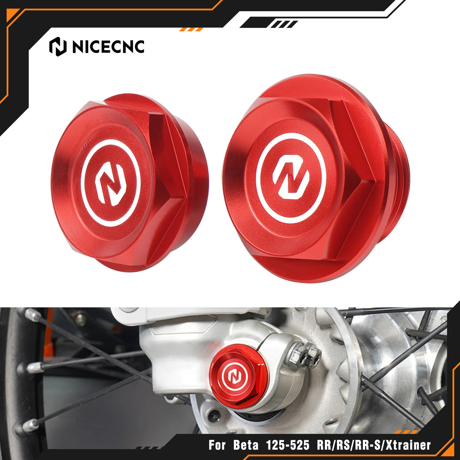 NICECNC لـ Beta RR300 RR250 RR125 RR200 2013- 2024 RR350 RR450 RR480 RR498 2012-2024 RR-S 350 390 430 2021-2024 صواميل المحور الأمامي