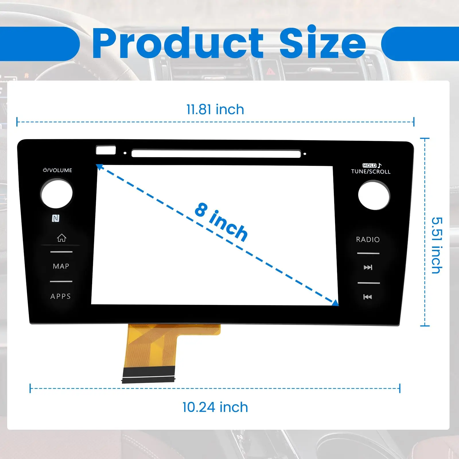 8 Zoll Ersatz-Touchscreen-Digitizer Kompatibel mit Subaru Legacy & Outback 2018 2019 Radio 86471AL65A 86471AL65B 86471AL66A – Detail 5