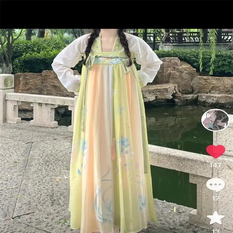 ‌ مجموعة هانفو 2025 - طراز سلالة تانغ، فستان نسائي أنيق، الزي الصيني التقليدي