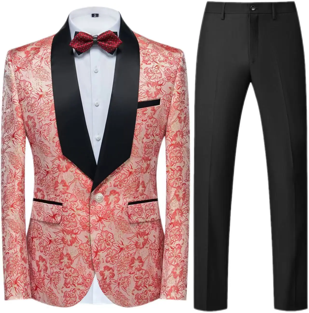 

High-density jacquard three-piece dress (jacket + vest + pants) host emcee wedding groomsmen suit fashionable slim men's clothin