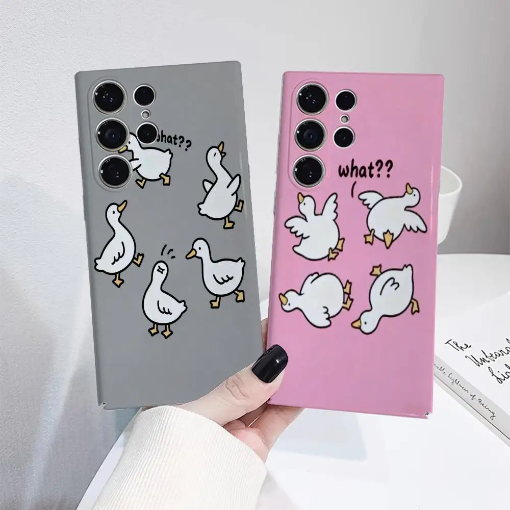 Funda de teléfono con bonito pato de dibujos animados para Samsung S25 24 23 ULTRA Plus S22 carcasa de película dura HD brillante