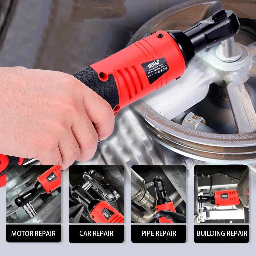 12V Cordless Electric Screwdriver Wrench 3/8 Inch Right Angle Ratchet Wrench Impact Drill Removal Screw Nut Car Repair Tool