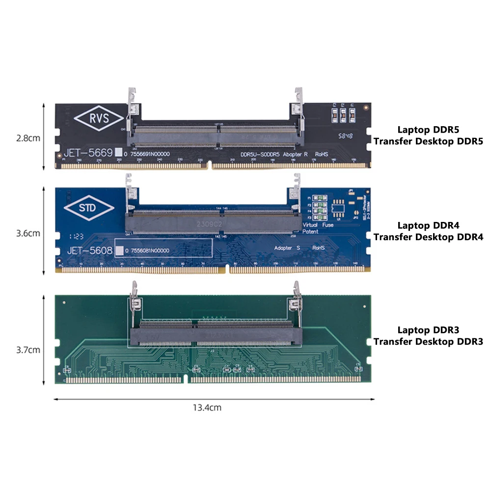 DDR3 DDR4 DDR5 Laptop to Desktop Memory Adapter Card Memory RAM Connector Adapter DIMM Card SO-DIMM To PC Computer Converters