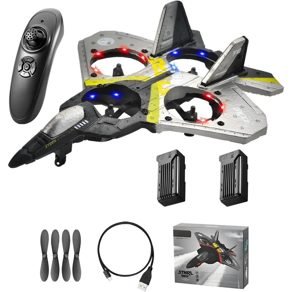 2.4GHz RC Foam V17 Jet Fighter Stunt Airplane with 360° Spin and 2 Batteries for Durable Flight Performance