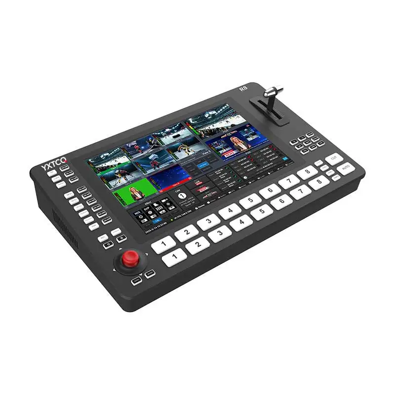 YXTCQ R8 8-Channel Professional Video Switcher with 10.1 Inch Full HD Touchscreen, ISO Recording & Streaming, 4K Inputs&Outputs