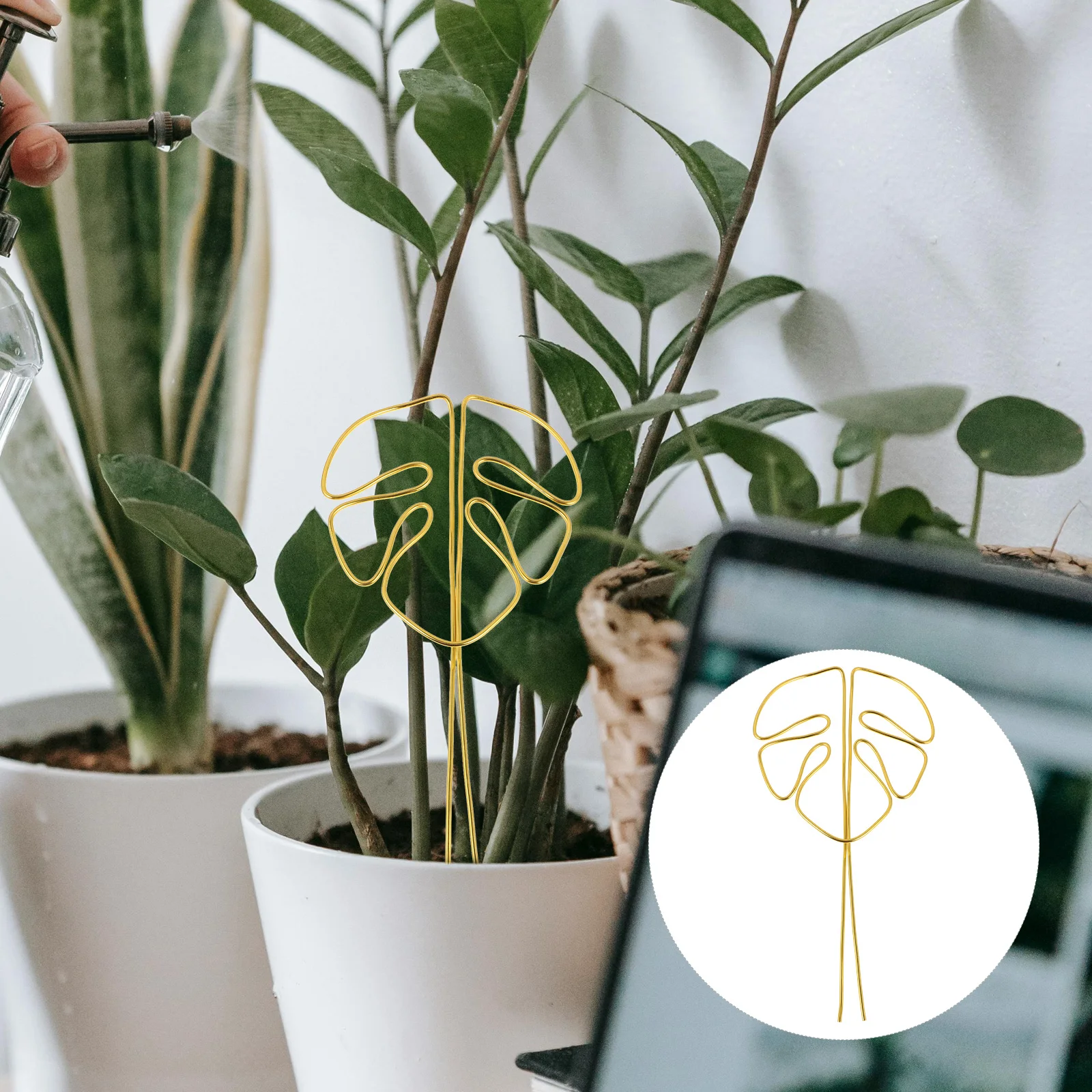 

1pcs Plant Support Lattice for Climbing Plants Potted Holder Garden Trellis Flower Rack Frame Vine Golden Alloy