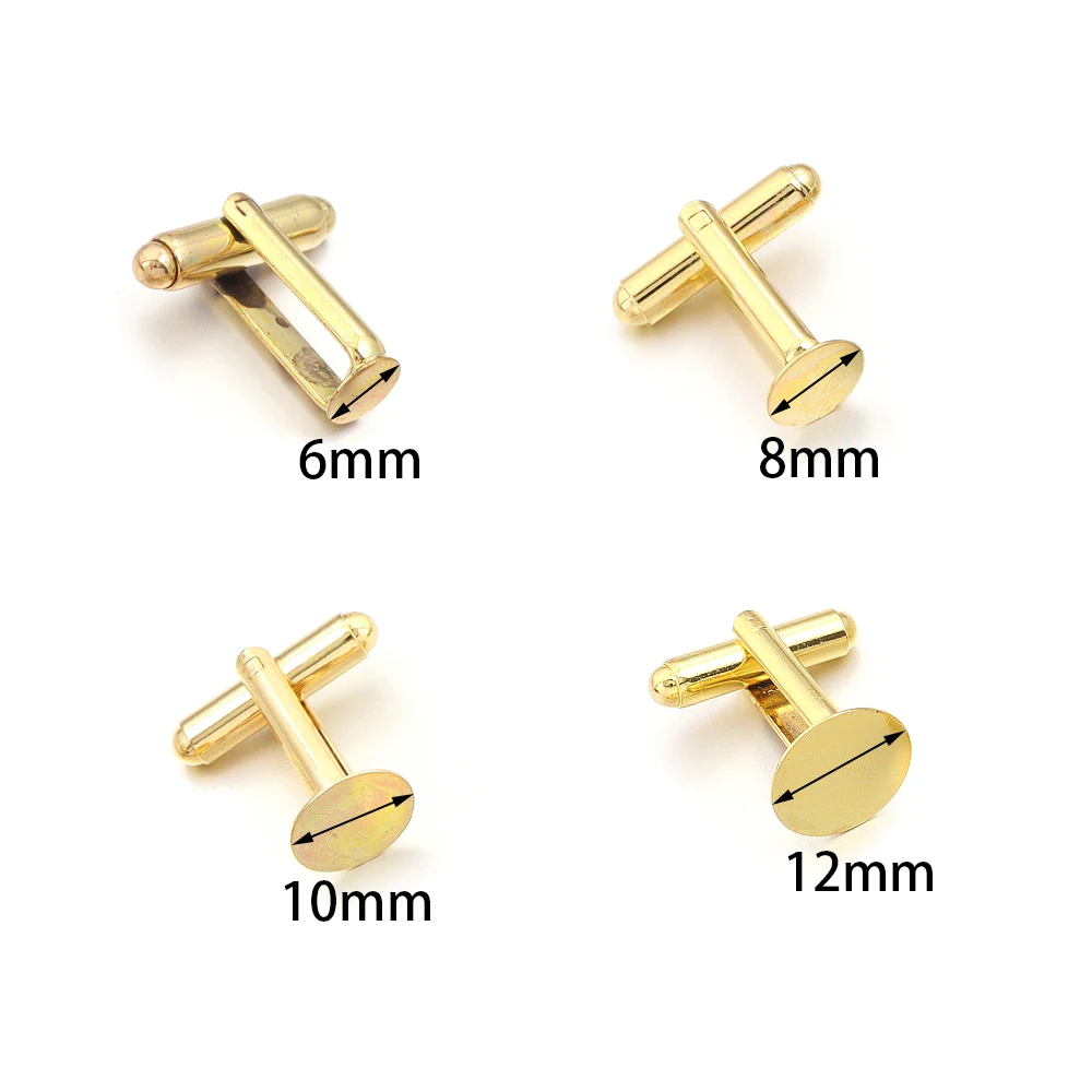 4pcs Fashion Men's Round Business Cufflink Blanks Settings Fit 6/8/10/12mm Cufflink Cabochon Base Tray For DIY Jewelry Making