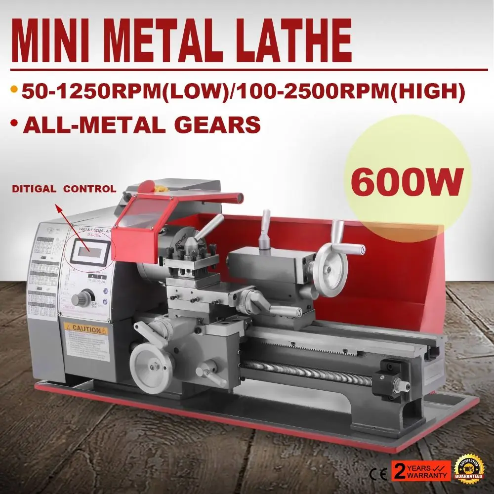 VEVOR 180mm Model 600W Bench Variable Speed Small/micro Desktop Benchtop Lathe Mini Metal Lathe Machine