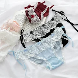 Girls' Panties Japanese Sexy Sweet Lace Panties Fashion Lace Up Comfort Briefs Low Waist Seamless Underpants Female Lingerie