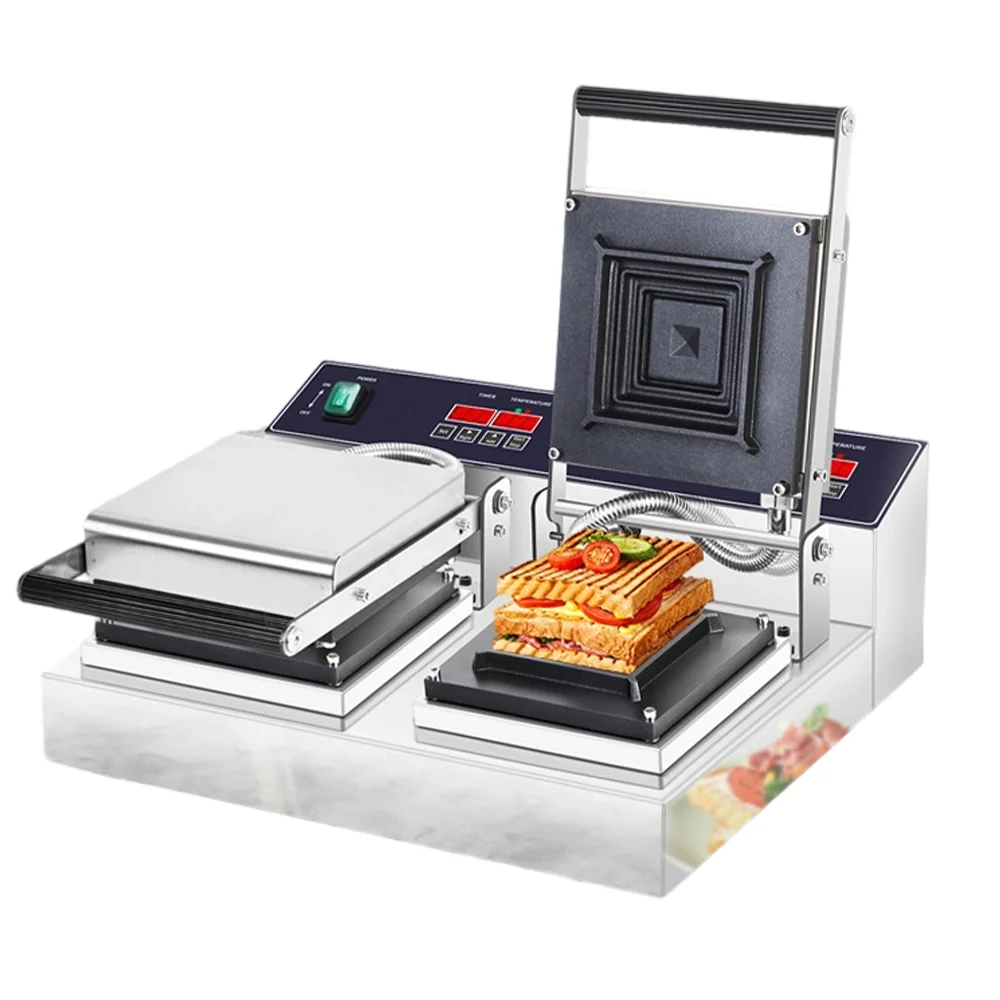 Commercial Digital Intelligent Breakfast Sandwich Waffle Maker Mini Stainless Steel Non-Stick Square Waffle Household Electric