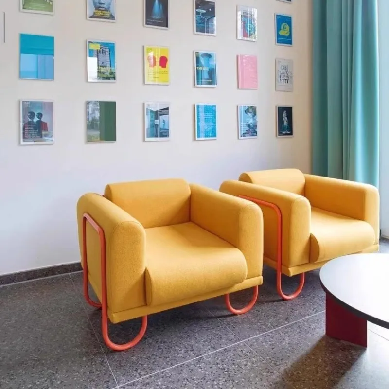 

Medieval Fabric Chenier Sofa Small Apartment Straight Row Stainless Steel Tall Sofa Hotel