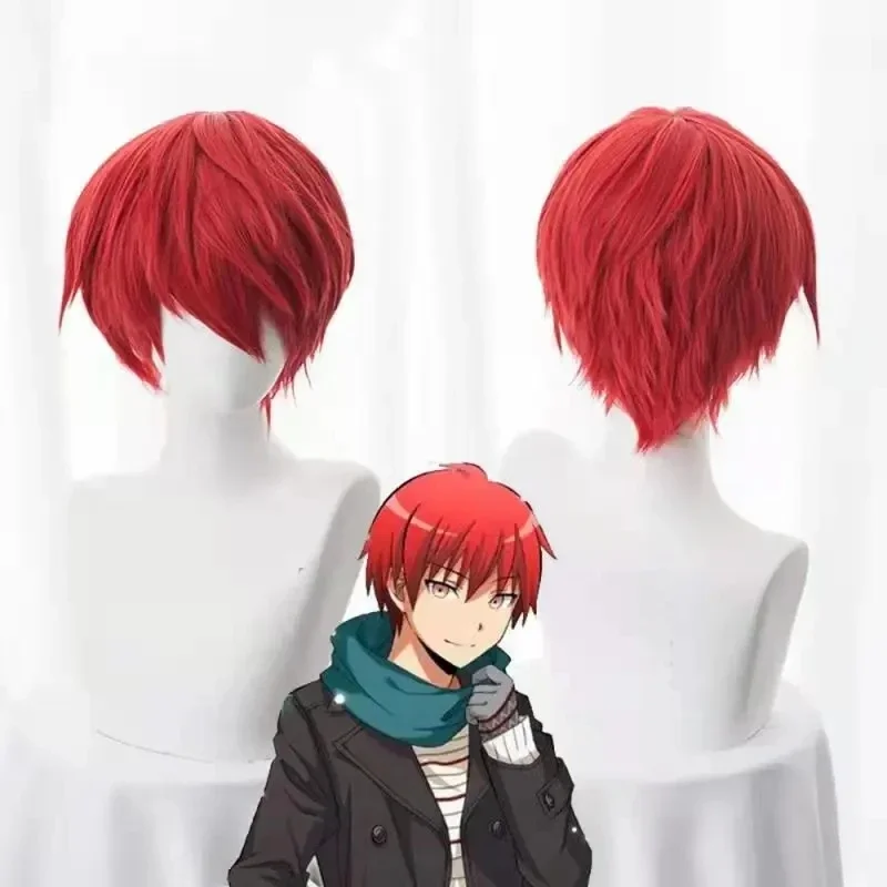 Anime Assassination Classroom Karma Akabane / Akashi Seijuro / Sasori Kurze Flamme Rot Cosplay Perücke Kostüm Hochtemperaturfaser