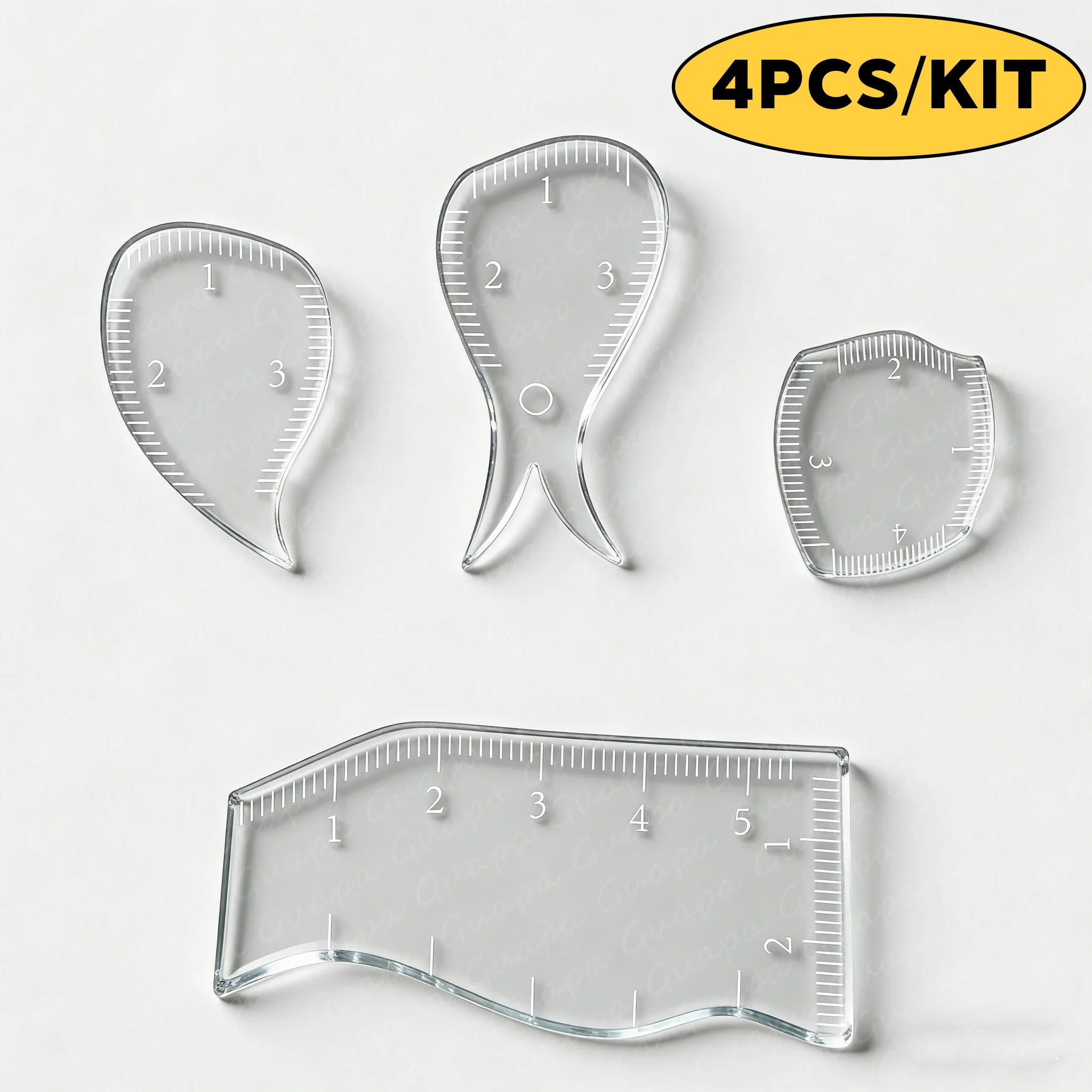 

4pcs Eyebrow Ruler Kit, Reusable Acrylic Brow Measuring Stencil for Microblading, Permanent Makeup & Beauty