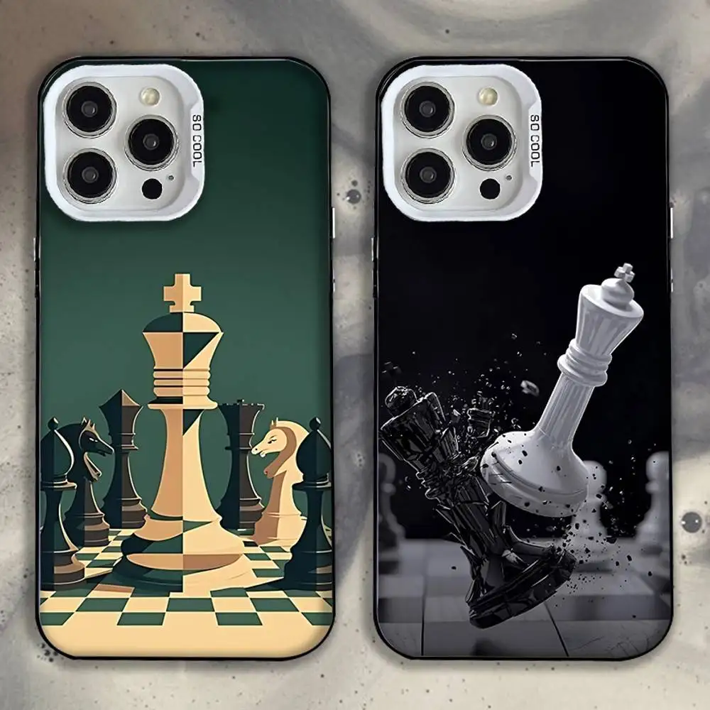 

Chess B-Board Phone Case For iPhone 16,15,14,13,12,11,Mini,Pro,E,MAX White Candy Matte Shockproof Cover