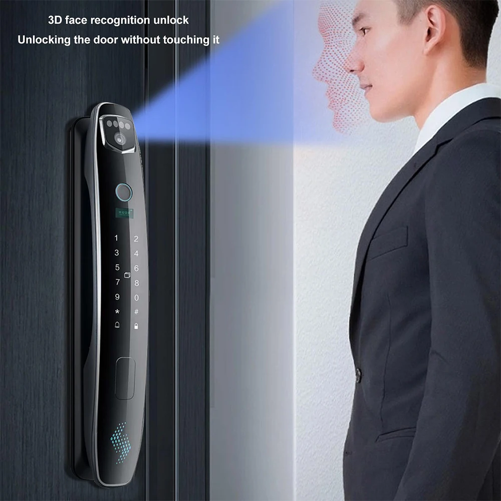 004 New Design 3D Face Recognition Smart Lock Digital Door Office Smart Drawer Lock with Wifi Keyless Waterproof Tuya for IP Net