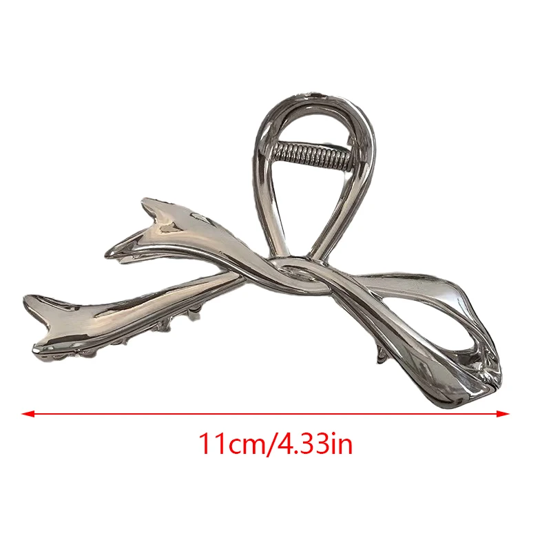 

Metal Claw Clip Bow Knot Metal Shark Clip Silver Hair Claw Style Advanced Versatile Back Head Spoon Hair Ornament Headwear