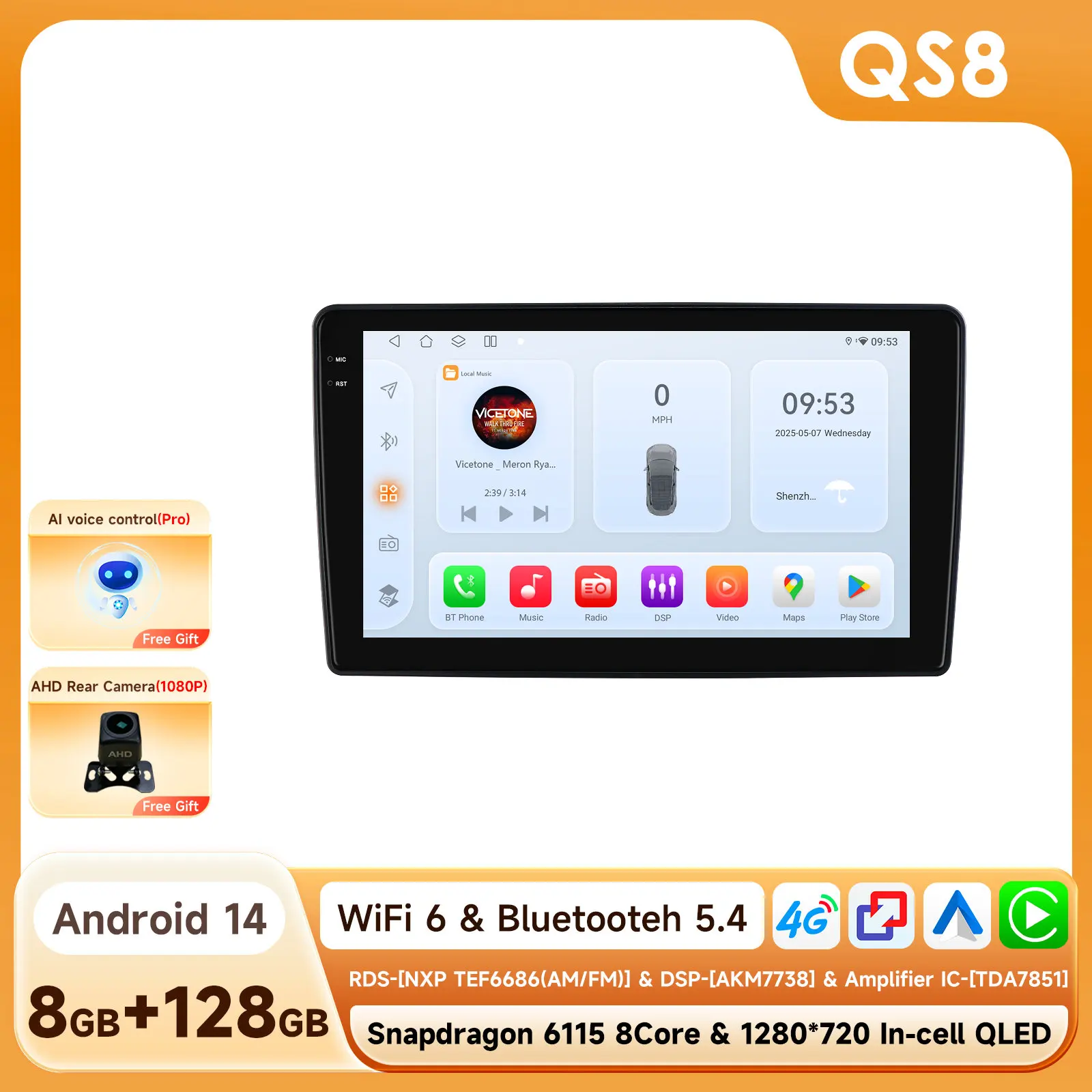 Draadloze CarPlay Android Auto autoradio voor Fiat 500 2016 2017 2018 2019 GPS intelligente systemen stereo multimedia autoradio 4G