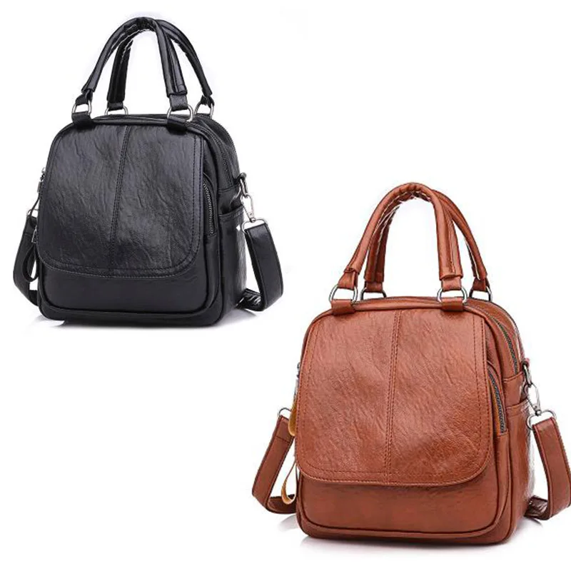 Fashion All-Match Backpack Women\'s Travel Goods Storage Handbags Multifunctionaln Soft Leather Shoulder Bags Vintage Casual Bags