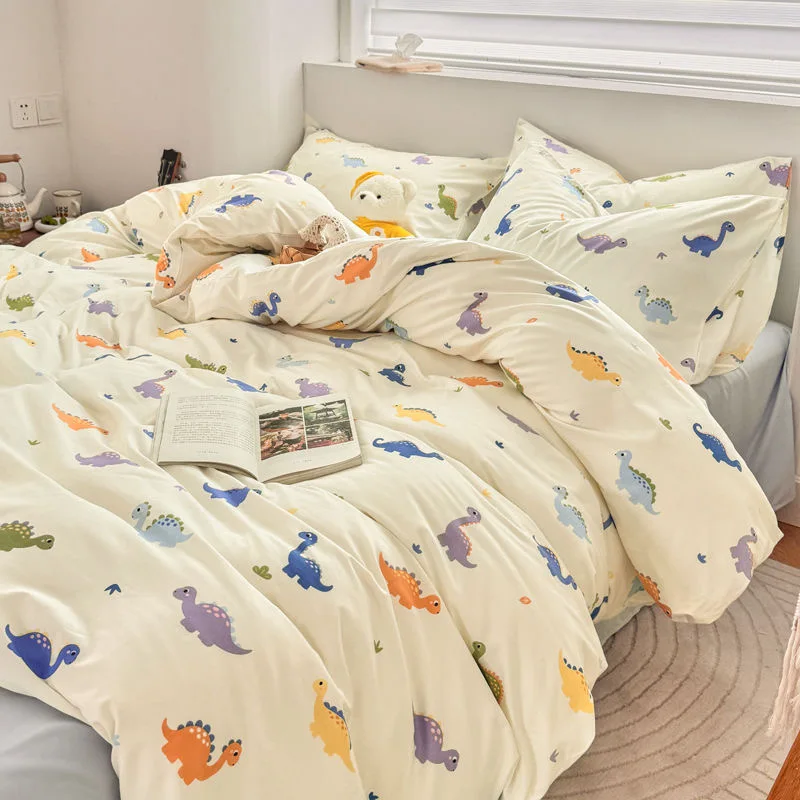 Dinosaurier-Bettwäsche-Sets für Mädchen und Jungen, 2025, neues Einzelbettlaken-Set, Cartoon-Bettbezug-Set, Kissenbezug, Bettwäsche ohne Füllung – Detail 4