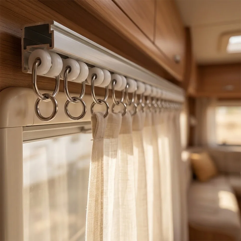 20/60Pcs For RV Curtain Track Clip Set No Drilling  Curtain Glider Hooks Kit For RV Home Bedroom Smooth Ceiling Wall Curtain Rod