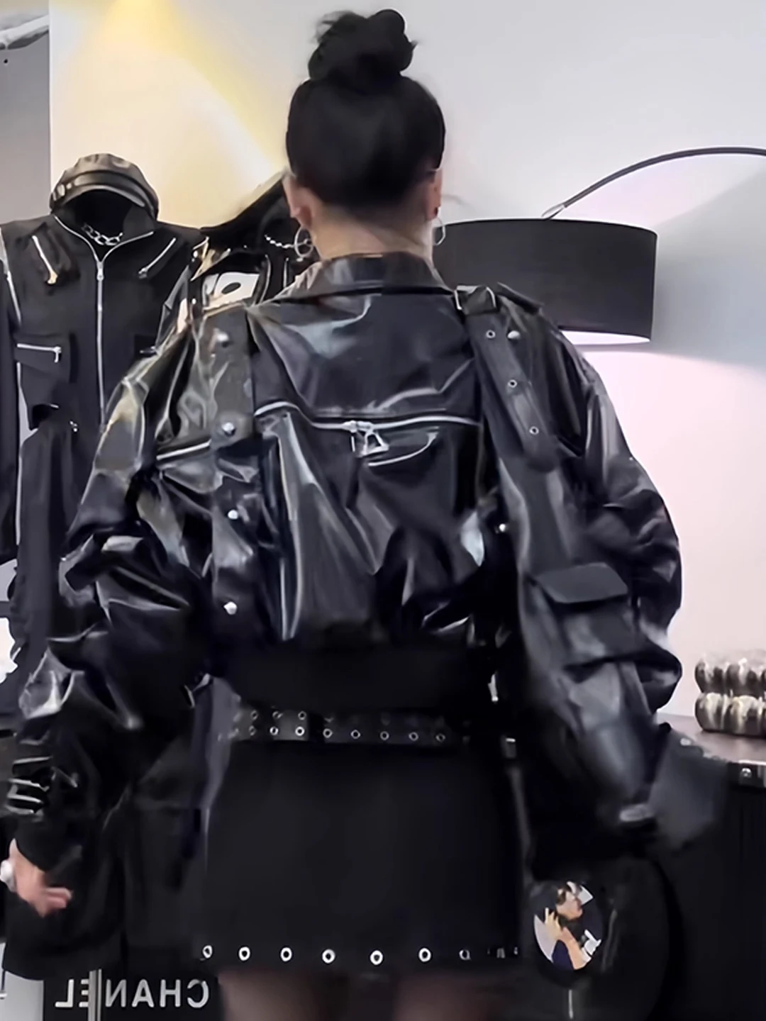 Trendy Spicy Girl Batwing Sve Color Blo PU Pelle Jaet Donna Primavera Autunno Nuovo Sle Chiusura con cerniera Vestibilità ampia...