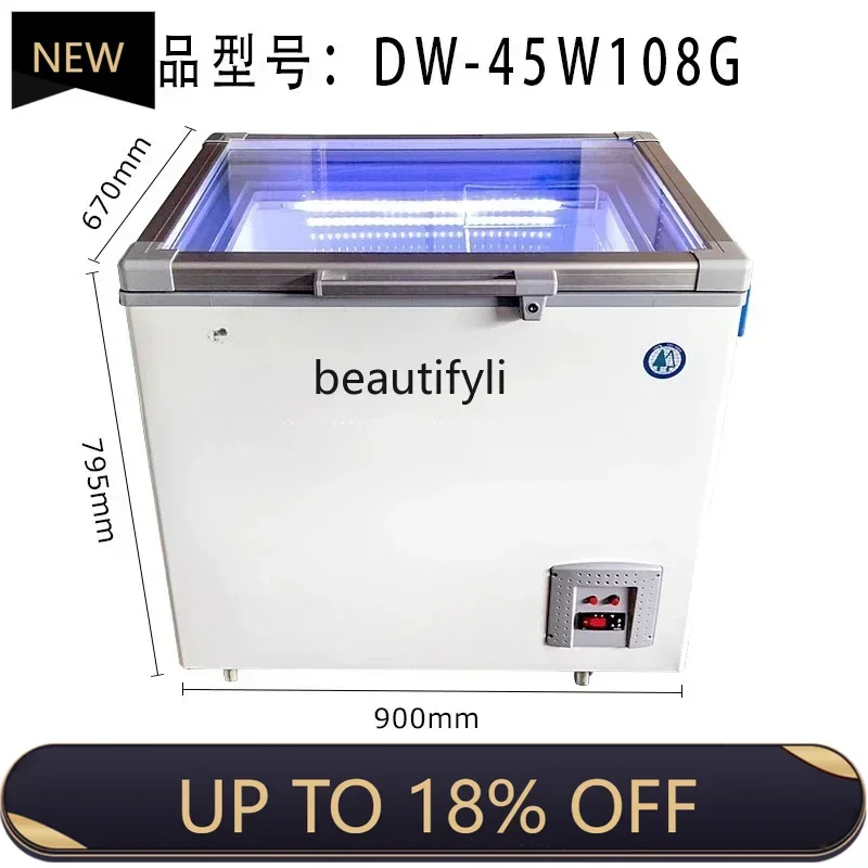 

Z189 Ultra-low temperature refrigerator glass door tuna display freezer test box refrigerator 108L low temperature -60