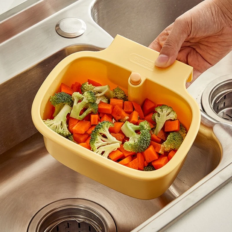 1개 식품 폐기물 싱크대 필터 - 미끄럼 방지, 주방용 걸이식 플라스틱 배수 바구니, 과일 및 야채 보관 및 수프 거름망