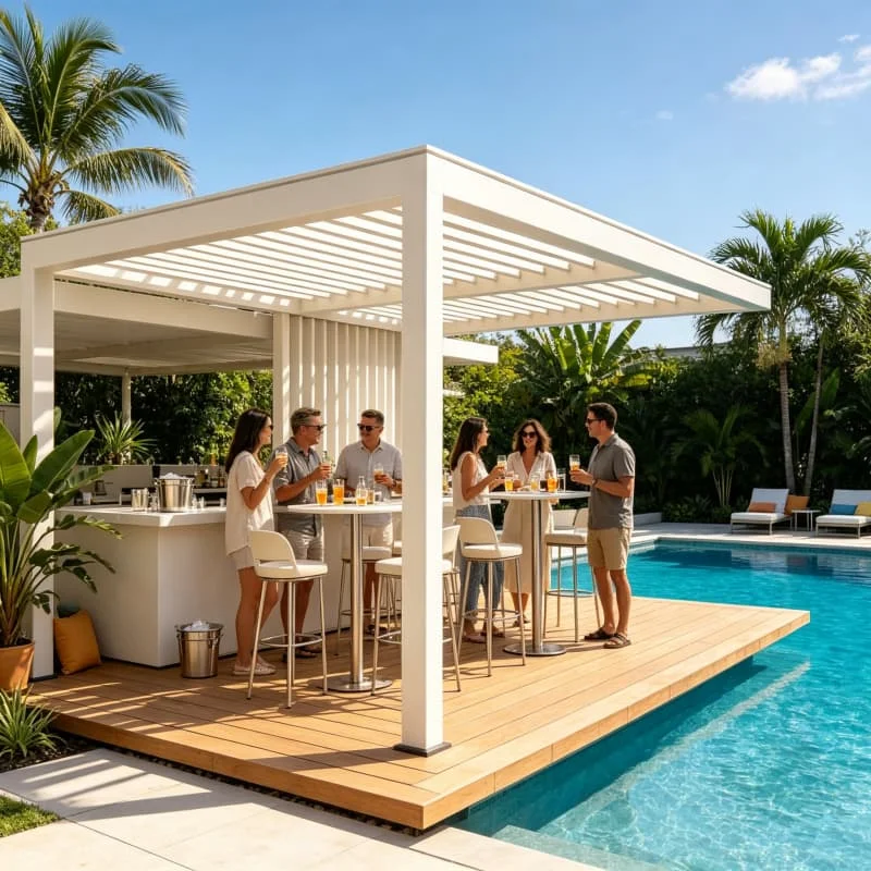Auto Carport Pergola 4x4m Aluminum Louvered Motorized Waterproof Roof For Garden Patio Deck Vehicle Protection Customized