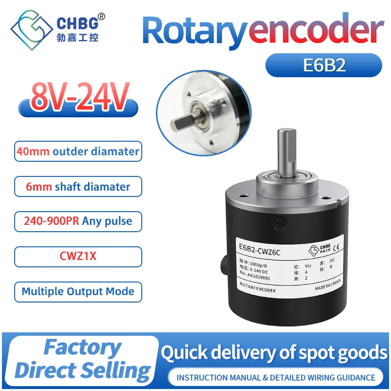 CHBG E6B2 CWZ1X Optical Rotary Encoder 8-24V 240 250 256 300 360 400 500 512 600 720 800 900Ppr