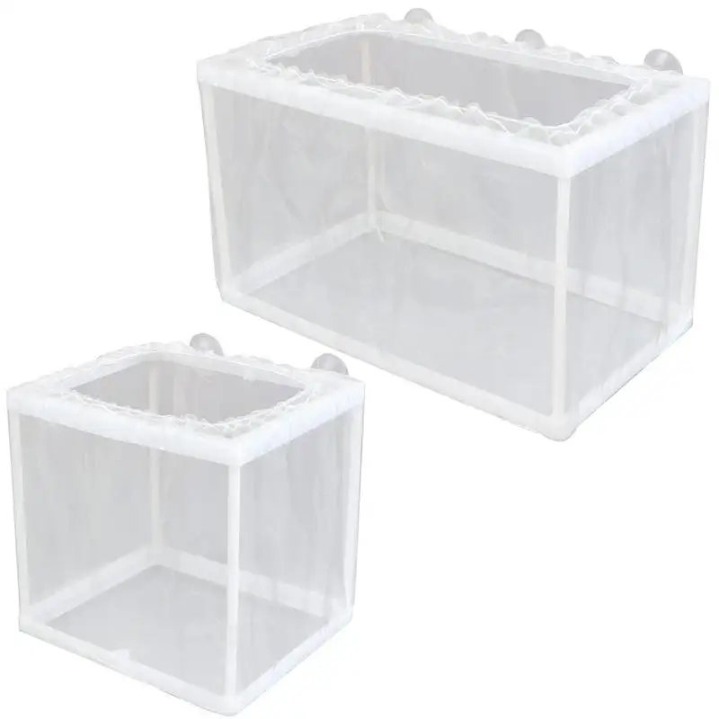 Aquarium Breeder Box Mesh Box Fish Breeding Tanks Fish Fry Hatchery Juvenile Separation Net With Suction Cups Nursery For Guppy