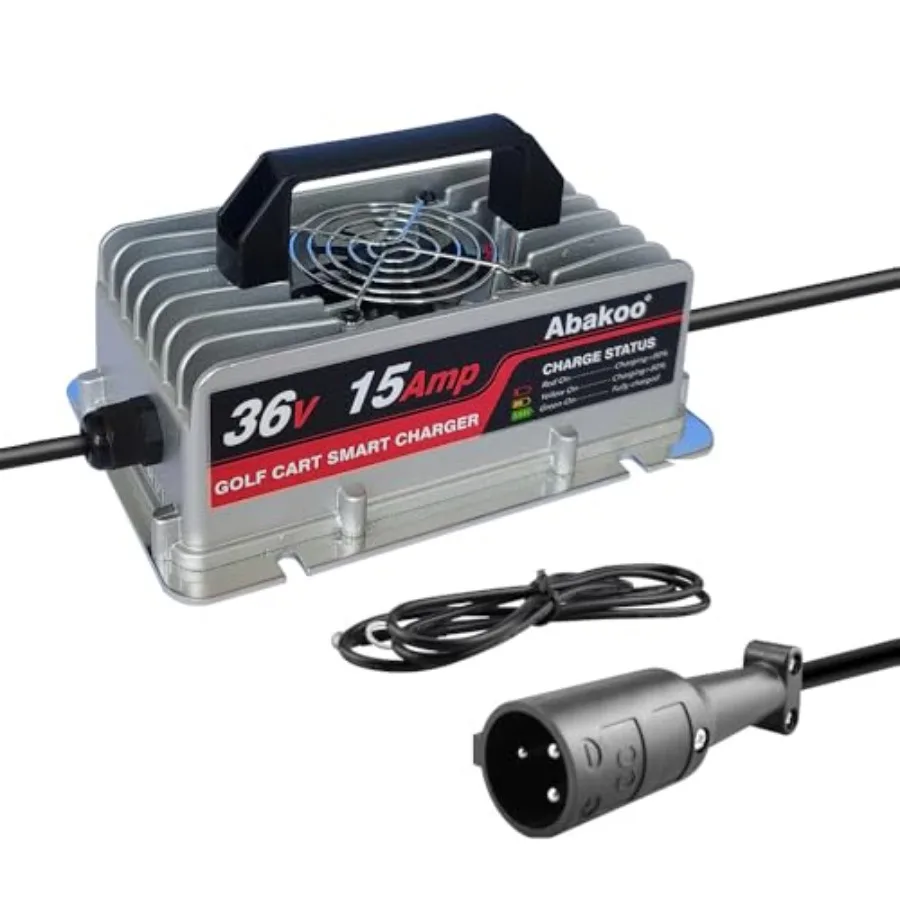 Abakoo chargeur de batterie 36 volts 15 ampères pour voiturette de golf de voiture de club avec prise ronde à 3 broches étanche IP67