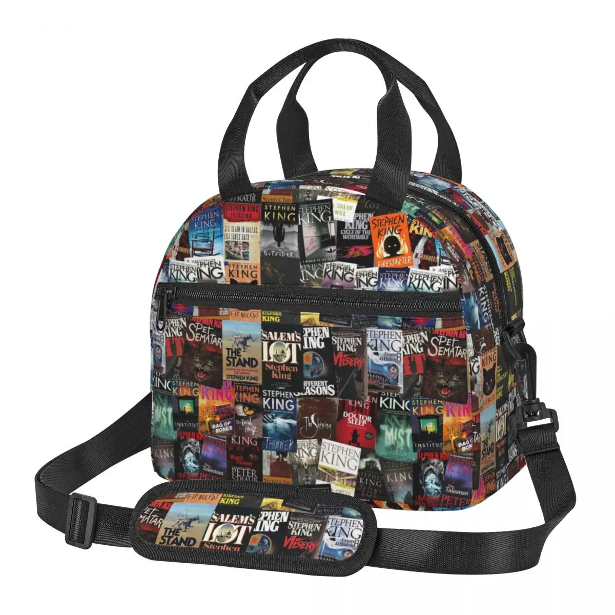 Stephen King Book Covers Horror Bookworm Lunch Bags Insulated Bento Box Lunch Tote Picnic Bags Thermal Bag for Woman School