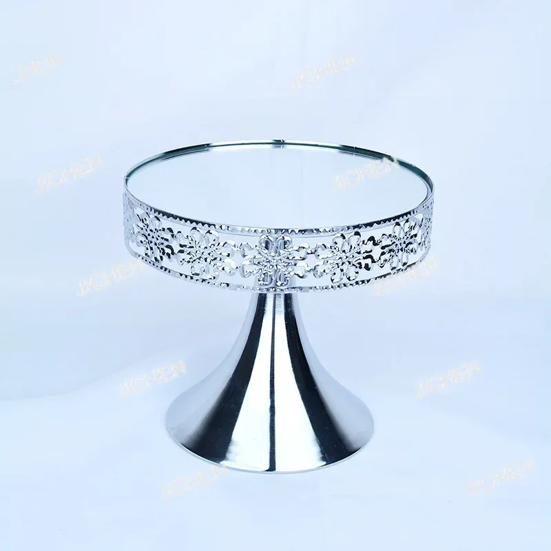 

HZ Wedding Party Dessert Table Fruit Plate Living Room Ornament Mirror Tray Flower Ware Wrought Iron Flower Stand
