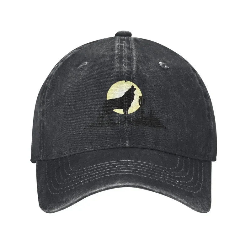 the Wolf Howls Under Moon Baseball Cap for Men Women Hats Denim Trucker Caps Dad Hat