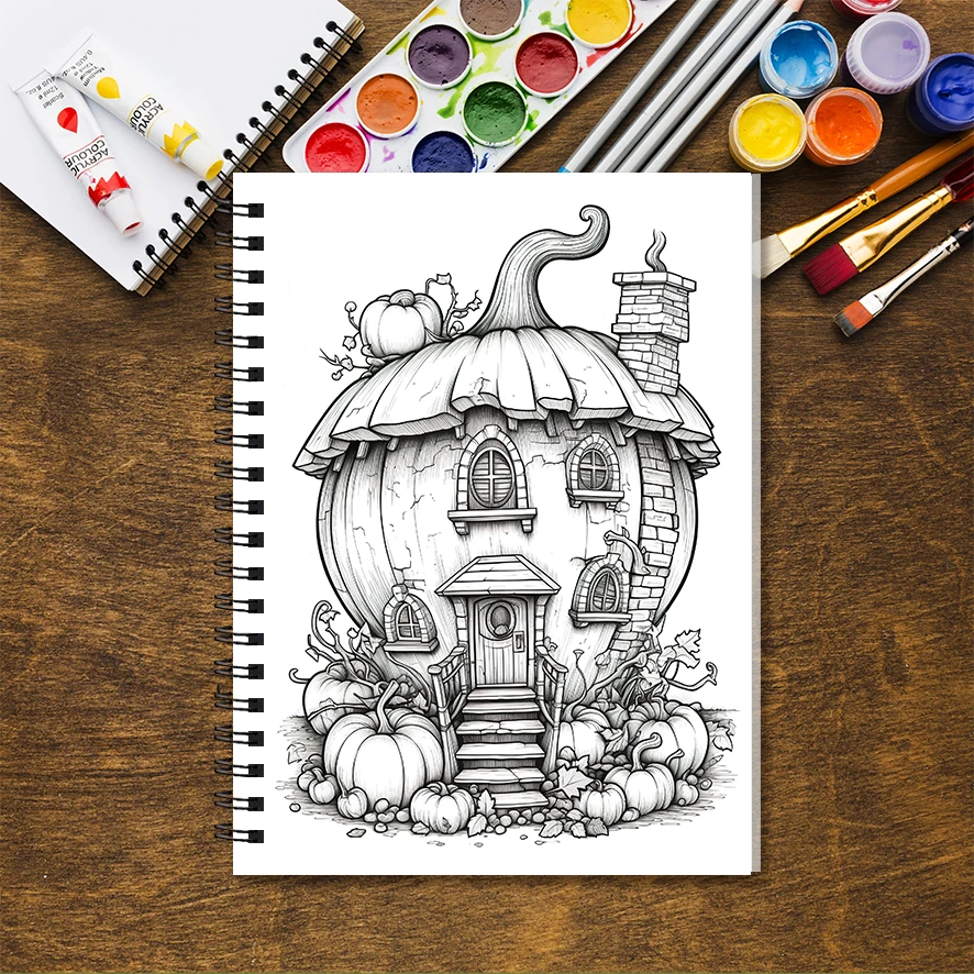 كتاب تلوين - 8.3 × 11.2 بوصة 32 صفحة كتاب تلوين بيت إبريق الشاي - هدية مثالية للعائلة أو الأصدقاء