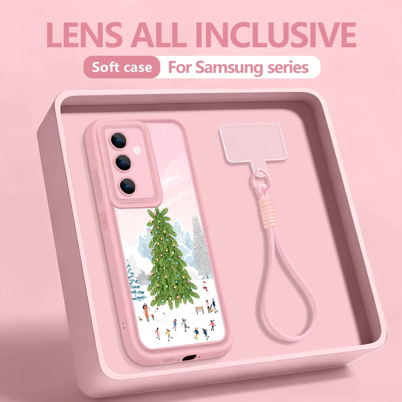 Christmas Tree Lanyard Phone Case For Samsung Galaxy S25 Edge S24 S23 S22 Ultra S25 S24 FE A17 A56 A36 A16 A55 A15 A54 TPU Cover