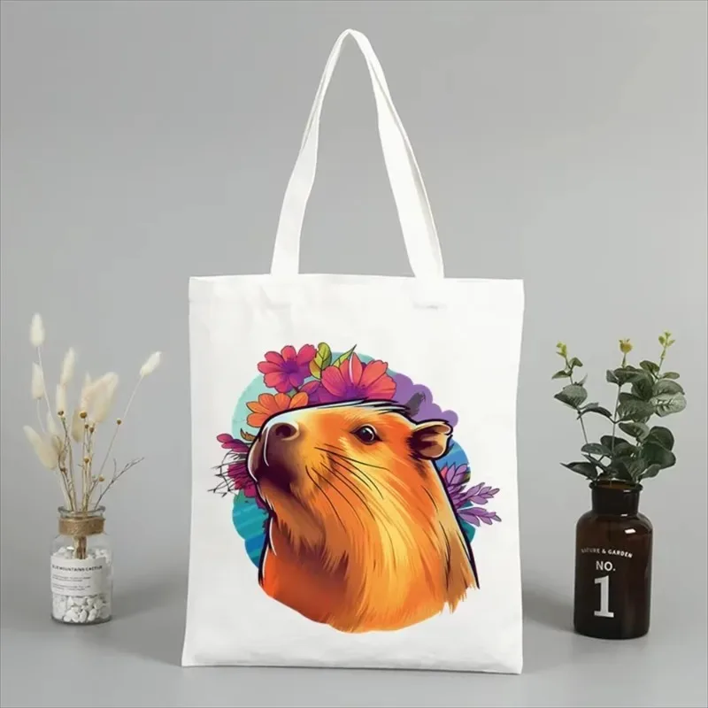 Don't Worry Be Capy Capibara Fashion Women's Tote Cosmetic Bag Capybara Shoulder Bag Eco Large Capacity Travel Shopping Bag Gift