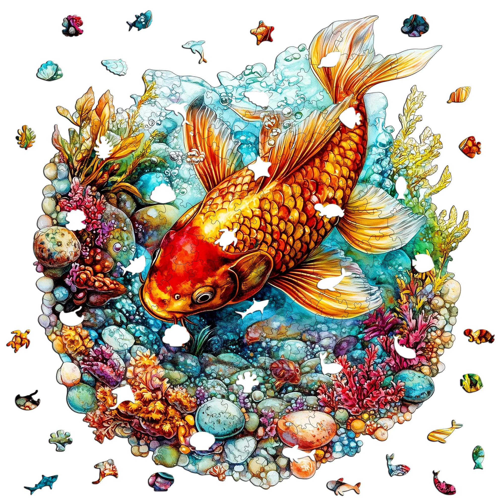 Fish and Astronauts Theme Wooden Jigsaw Puzzle Wooden Decor Painting Christmas and Halloween Gift Toy For Teen And Kid