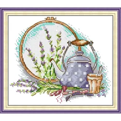 Joy Sunday Pre-printed Cross Stitch Kit Easy Pattern Aida Stamped Fabric Embroidery Set-Cross Stitchand AfternoonTeainSummer