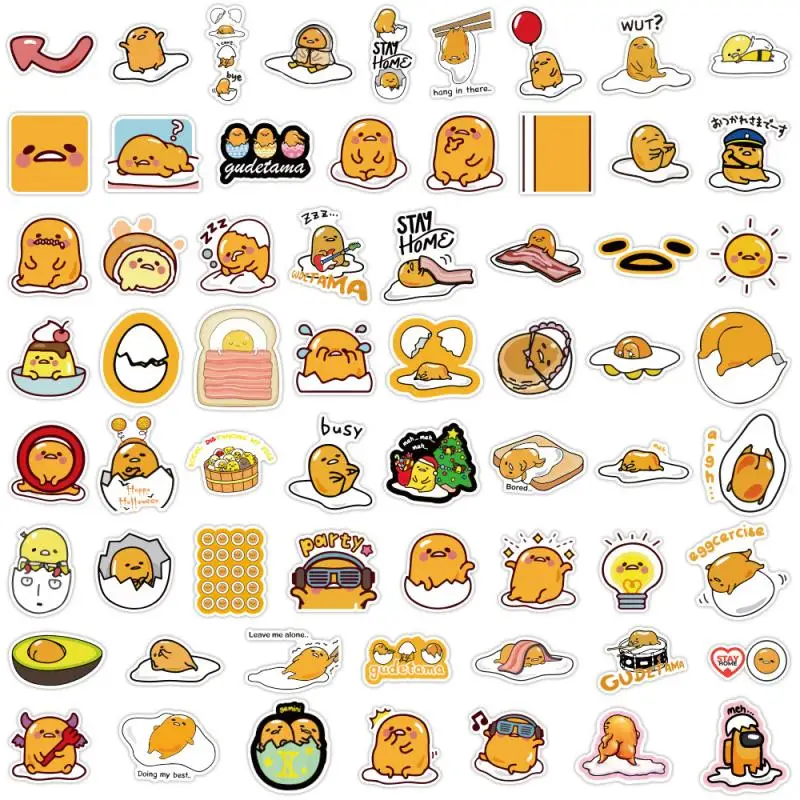 50Pcs Kawaii Sanrio Gudetama Stickers Student Anime Cartoon Water Proof New Year Decorative Stickers Creative Graffiti Stickers