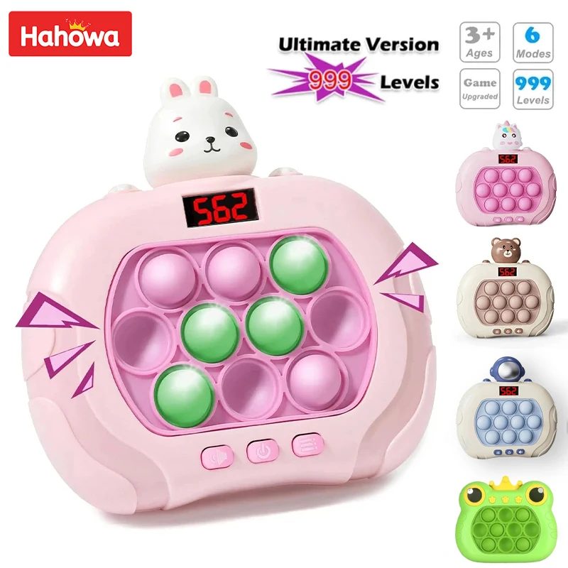 

999 Level Electronic Pop Quick Push Bubbles Game Machine Toys Kids Handheld Game Console Whac-A-ole Squeeze Relief Toys Gifts