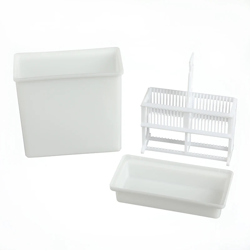 Staining Tray Plastic Slide Staining Tank Set Up To 24 Microscope Slides Antigen Retrieval Box PP Dyeing Tank & Rack