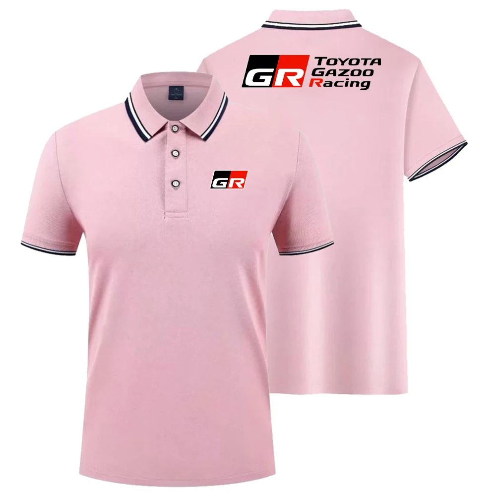 

Summer toyota print pattern short sleeve t-shirt lapel polo shirt overalls men's and women's car racing riding apparel