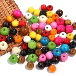 8 10 12mm Natural Wooden Beads Large Hole Loose Spacer Round Bead For Jewelry Making Diy Craft Bracelet Necklace Toy Accessories