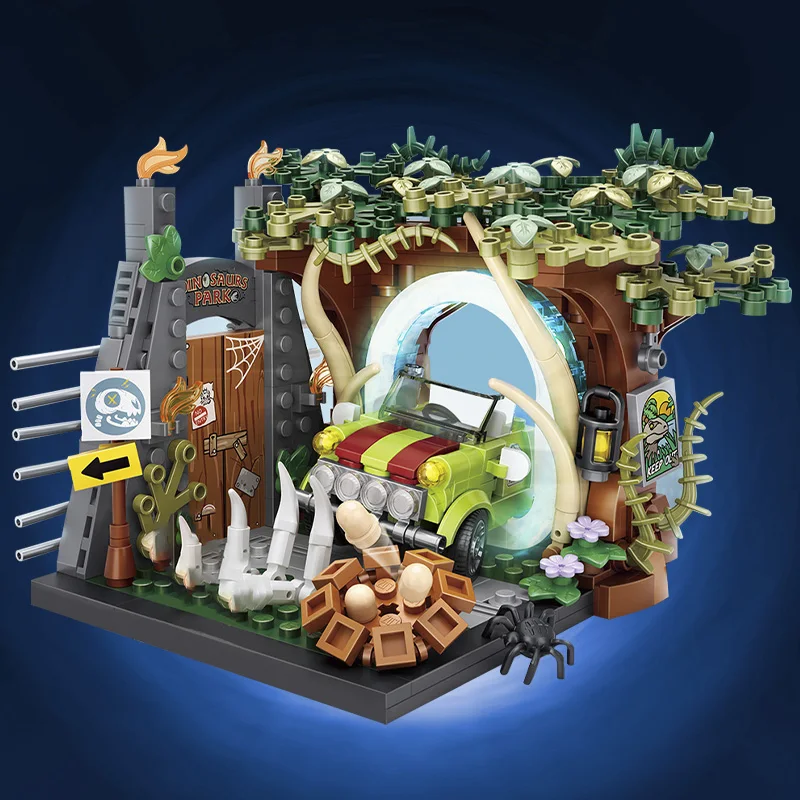 411pcs città Mini Jurassic spazio viaggio casa blocchi di costruzione antica architettura figure mattoni giocattoli educativi per i regali dei bambini