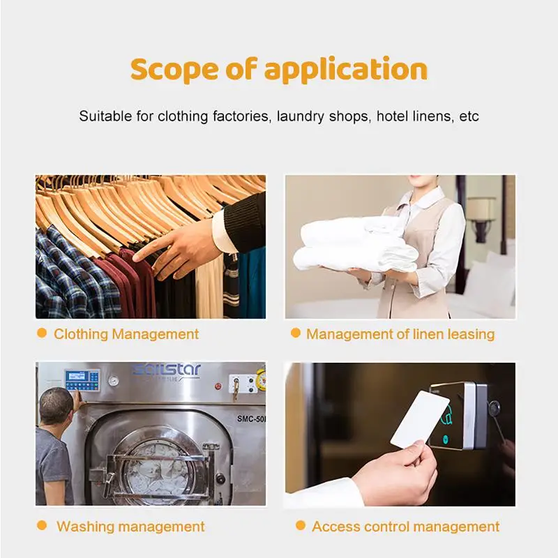 5Pcs RFID UHF Tags Stickers Heat Resistant Washable Laundry Tag Cloth Industrial Laundry Manage RFID Sticker Adhesive