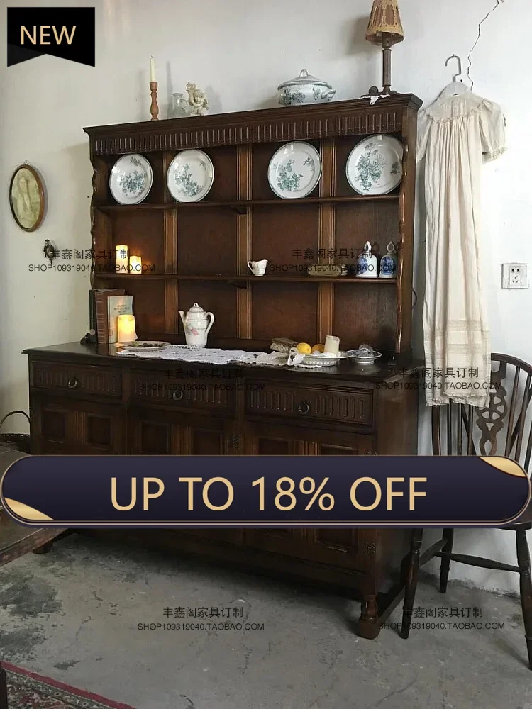 

P178 American Retro Vintage Sideboard Cabinet Living Room Solid Wood Display Cabinet Old Shanghai Storage